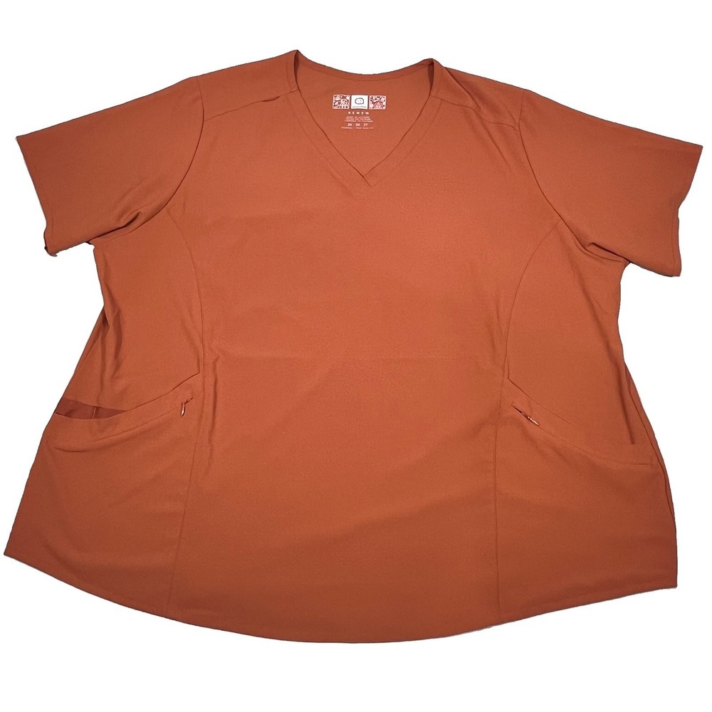 WonderWink Renew 3X Women's Scrub Top Harvest Orange V-Neck Medical Nursing Plus